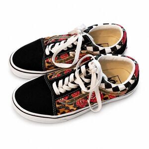 Vans Women's Old Skool Rose Leopard Check Multicolor Skate Shoes- Size 5.5